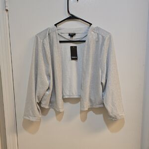 Torrid 1x Crop Shimmering Silver Shrug